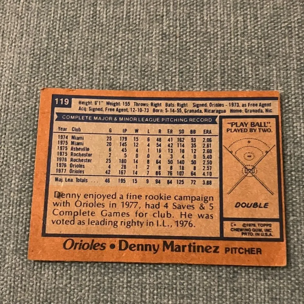 1978 Topps Baltimore Orioles Baseball Card Trading Card